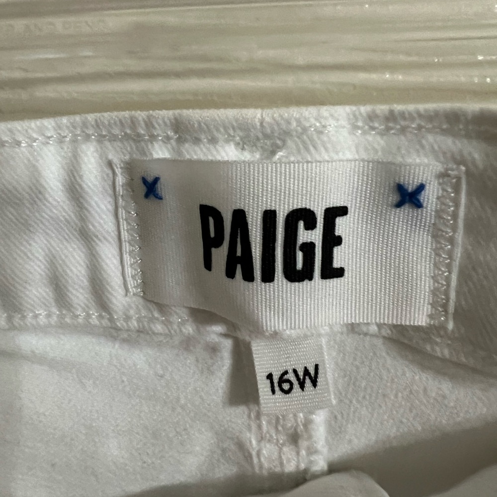 PAIGE White High Rise Laurel Canyon 32" Bootcut Jean Size 16 - Picture 4 of 7
